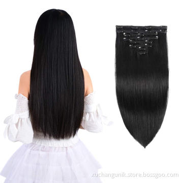 Uniky 100% natural virgin indian clip in human hair extensions for black women